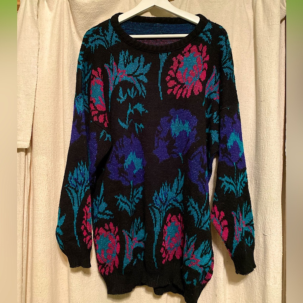 Vintage Floral Shimmer Sweater